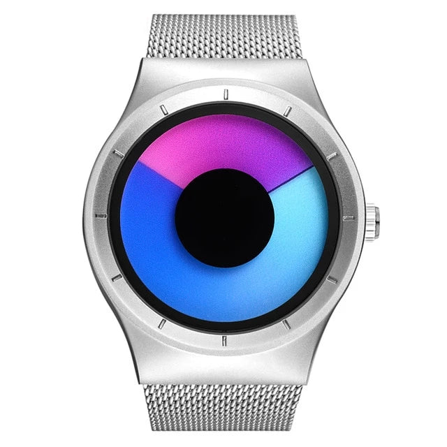 Stylish men's watch, creative modern design (stainless steel strap)