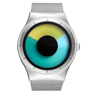 Stylish men's watch, creative modern design (stainless steel strap)