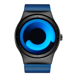 Stylish men's watch, creative modern design (stainless steel strap)