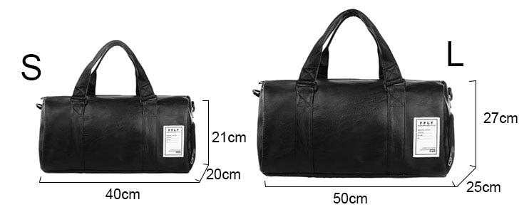 Bag leather, sports, travel, with a separate niche for shoes