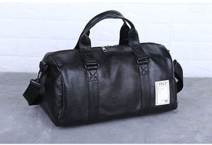 Bag leather, sports, travel, with a separate niche for shoes