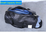 Bag leather, sports, travel, with a separate niche for shoes