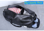 Bag leather, sports, travel, with a separate niche for shoes