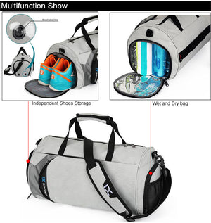 Comfortable sports bag, travel bag, with compartments for dry and wet items