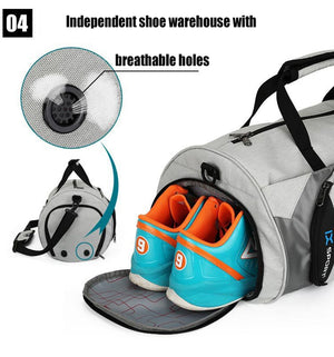 Comfortable sports bag, travel bag, with compartments for dry and wet items