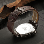 Quartz men's watch, with two zones (leather strap)