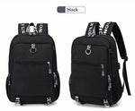 Male waterproof casual student backpack with USB charging port and laptop compartment