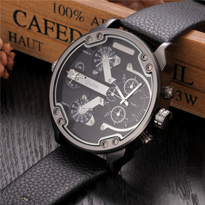 Quartz men's watch, with an original design (leather strap)