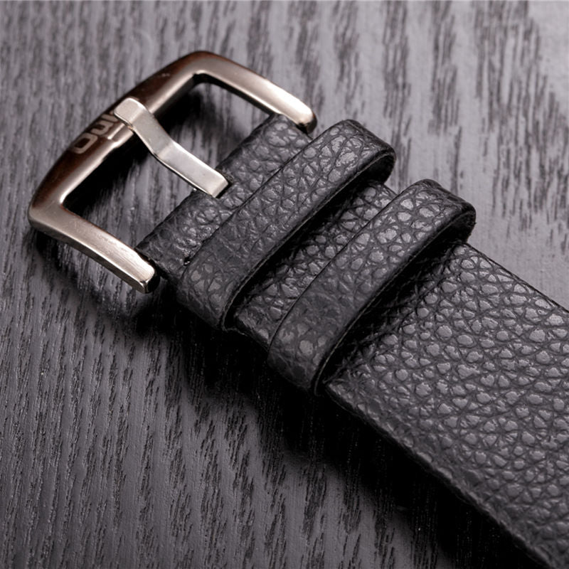 Quartz men's watch, with an original design (leather strap)