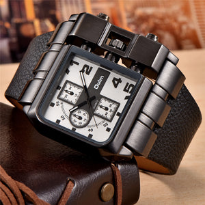 Quartz modern, fashionable and original men's watch (leather strap)