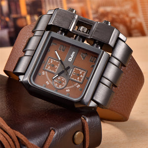 Quartz modern, fashionable and original men's watch (leather strap)