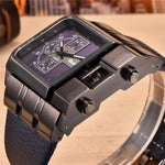 Quartz modern, fashionable and original men's watch (leather strap)