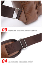 Men's leather cross-body bag for men for travel, with USB connector for charging a smartphone