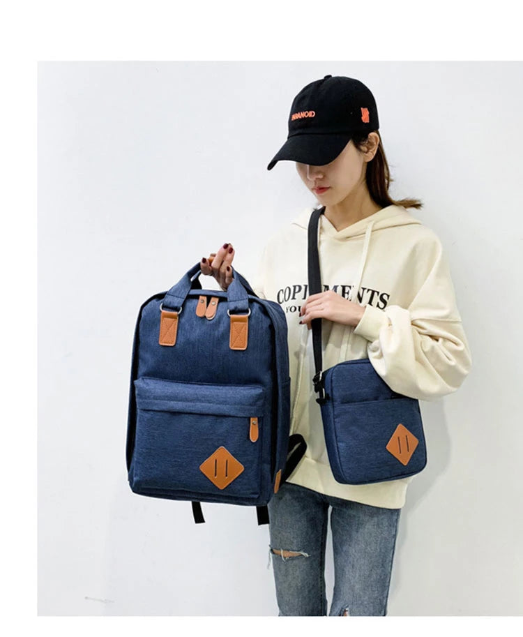 Casual 3in1 student kit: laptop backpack, shoulder bag and small bag