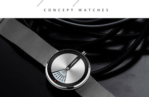 Quartz watch original design, stainless steel mesh strap/ 3 colors)