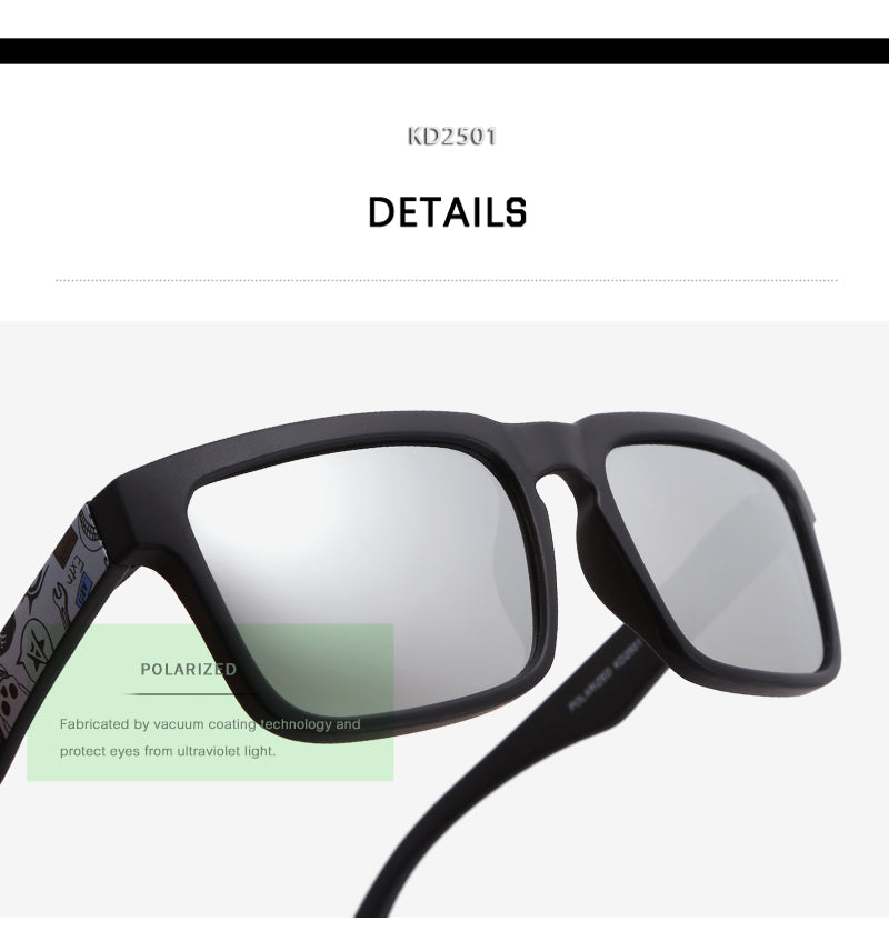 Eye-catching Function Polarized Sunglasses For Men Matte Black Frame Fit. Painting Temples Play-Cool Sun Glasses With Case