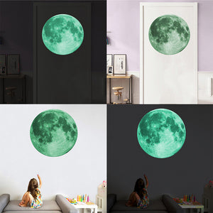 30cm Luminous Moon 3D Wall Sticker for kids room living room bedroom decoration home decals Glow in the dark Wall Stickers