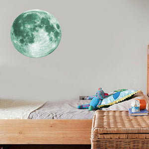 30cm Luminous Moon 3D Wall Sticker for kids room living room bedroom decoration home decals Glow in the dark Wall Stickers