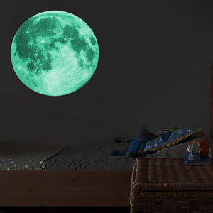 30cm Luminous Moon 3D Wall Sticker for kids room living room bedroom decoration home decals Glow in the dark Wall Stickers