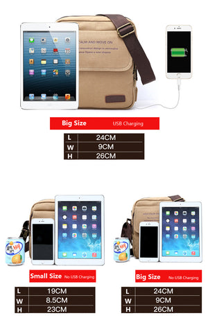 Waterproof men's cross-body bag for phone, wallet, keys and other, casual / with USB port