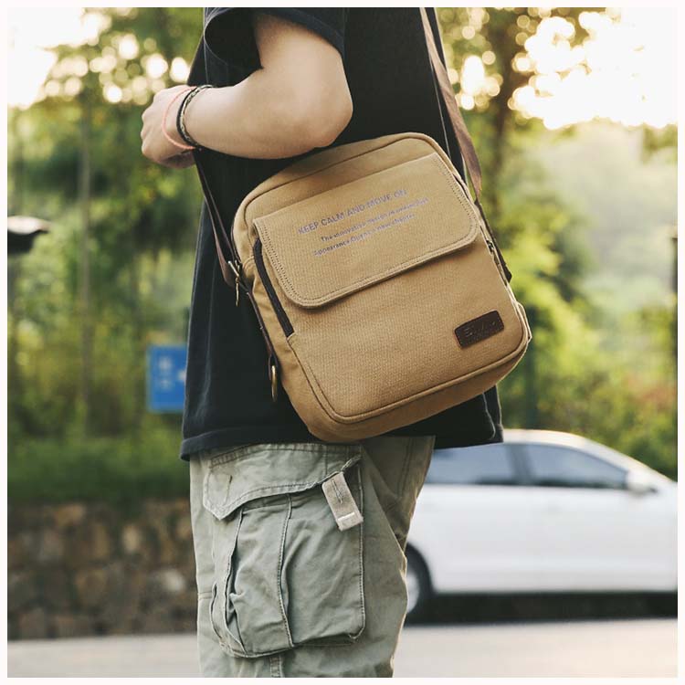 Waterproof men's cross-body bag for phone, wallet, keys and other, casual / with USB port