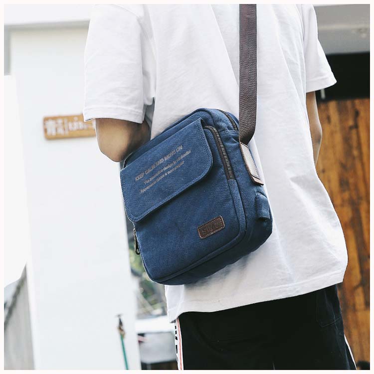 Waterproof men's cross-body bag for phone, wallet, keys and other, casual / with USB port