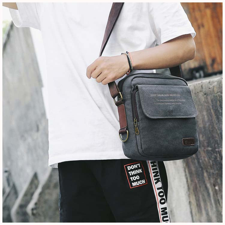 Waterproof men's cross-body bag for phone, wallet, keys and other, casual / with USB port