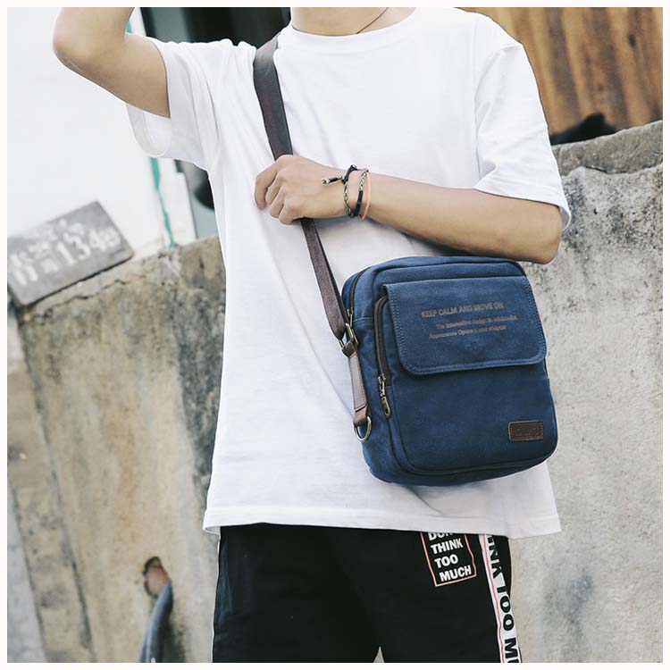 Waterproof men's cross-body bag for phone, wallet, keys and other, casual / with USB port