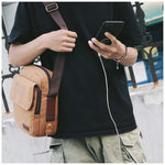 Waterproof men's cross-body bag for phone, wallet, keys and other, casual / with USB port