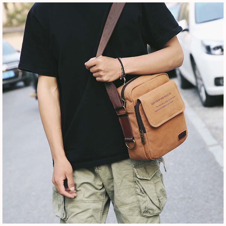 Waterproof men's cross-body bag for phone, wallet, keys and other, casual / with USB port