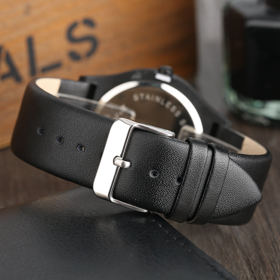 Stylish men's watch, creative modern design (leather strap)