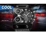 Sport Watch Men Quartz Analog Clock 3 Time Zone Sub-dials Design Big case Oversize Fashion Black Wrist Watches relogio