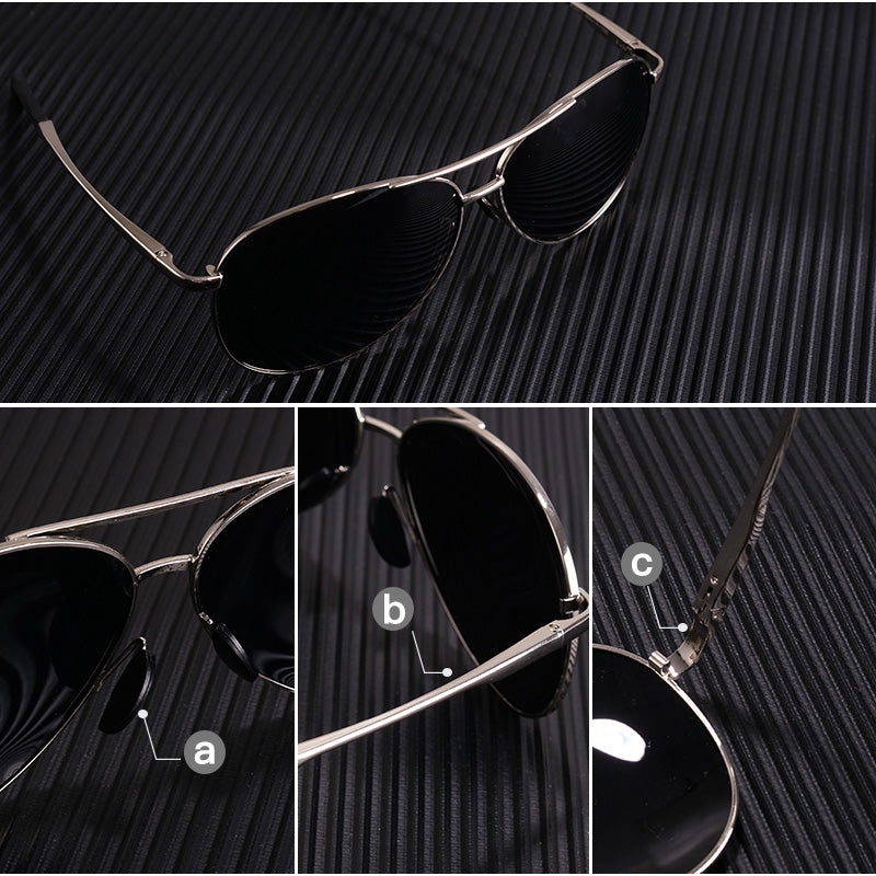 Men Classic Pilot Sunglasses Polarized Aviation Frame fashion Sun glasses For Male Driving UV400 Protection AF8208