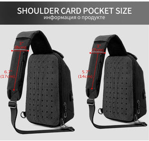 Multifunctional waterproof men’s chest crossbody bag with USB charging port