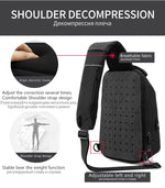 Multifunctional waterproof men’s chest crossbody bag with USB charging port