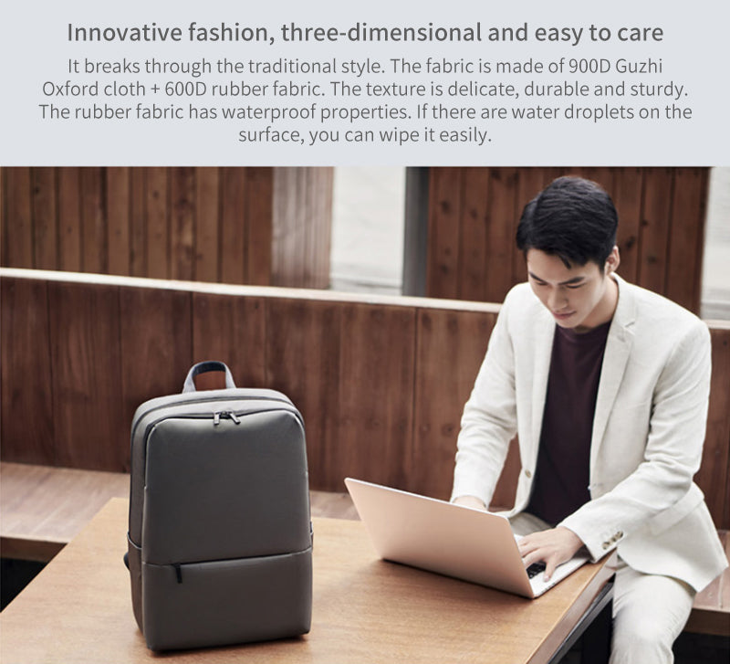 Classic business backpack 2 generations of waterproof fabric, 15.6-inch laptop compartment