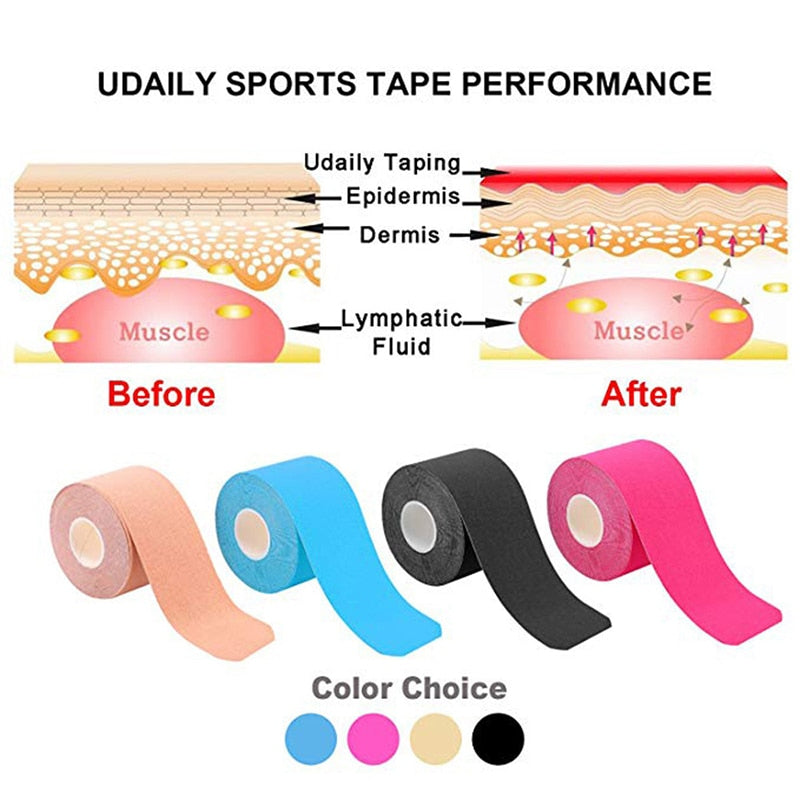 5M Waterproof Breathable Cotton Kinesiology Tape Sports Elastic Roll Adhesive Muscle Bandage Pain Care Tape Knee Elbow Protector