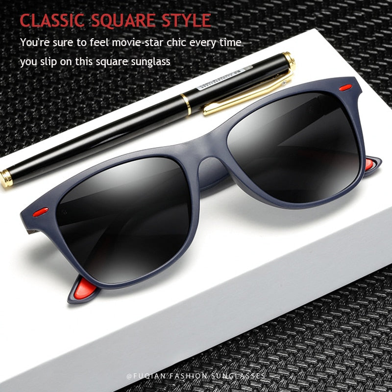 Hot Sale Polarized Sunglasses Men Women Classic Square Plastic Driving Sun Glasses Male Fashion Black Shades UV400