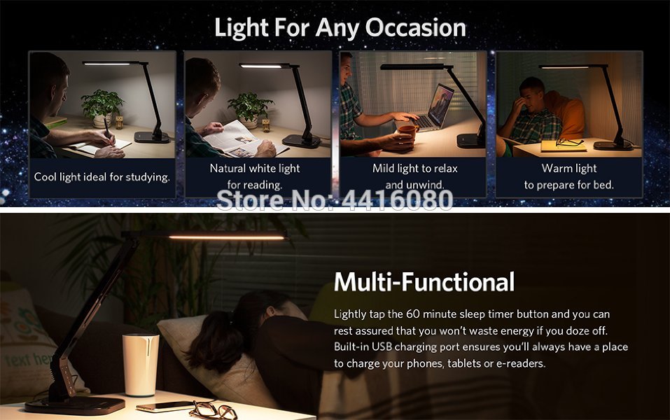 Multi-function timing desk lamp 15w And 4 Kind of Lighting lamp table led with USB Charging Port Touch Control Memory Function