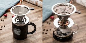 Stainless Steel Coffee Filter Holder Reusable Coffee Filters Dripper v60 Drip Coffee Baskets