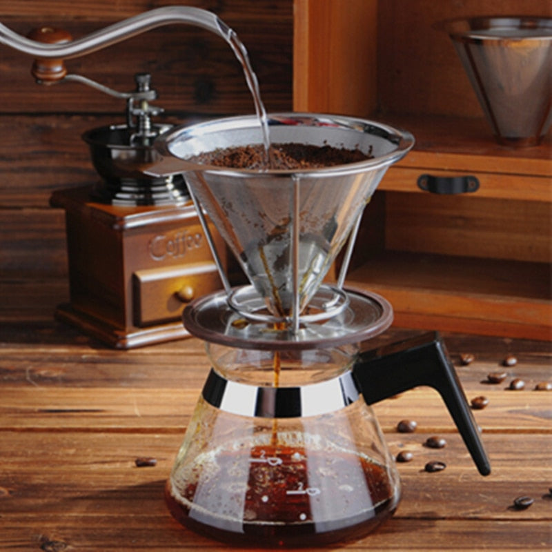 Stainless Steel Coffee Filter Holder Reusable Coffee Filters Dripper v60 Drip Coffee Baskets