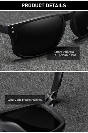 Rectangular Polarized Sunglasses Men Outdoor Driving Sun Glasses Man TR90 Flexible Frame Mix Stainless Steel Temple