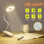 Desk Lamp USB LED Table Lamp Table Touches 3 Modes Portable LED Table Lamp with Clip Bed Reading Book Night Light LED Desk Lamps