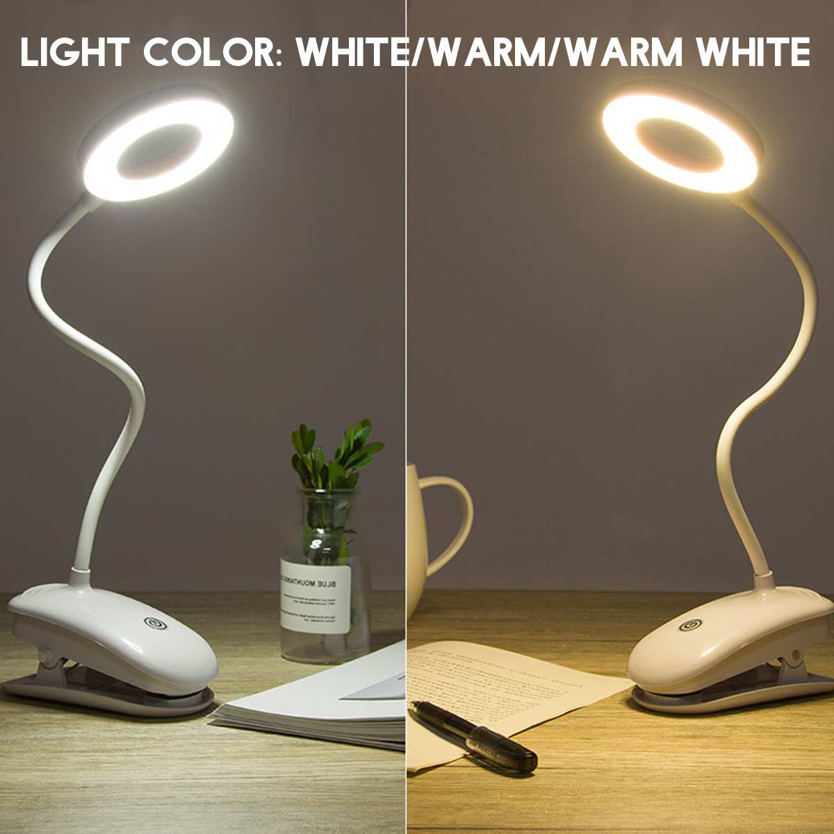 Desk Lamp USB LED Table Lamp Table Touches 3 Modes Portable LED Table Lamp with Clip Bed Reading Book Night Light LED Desk Lamps