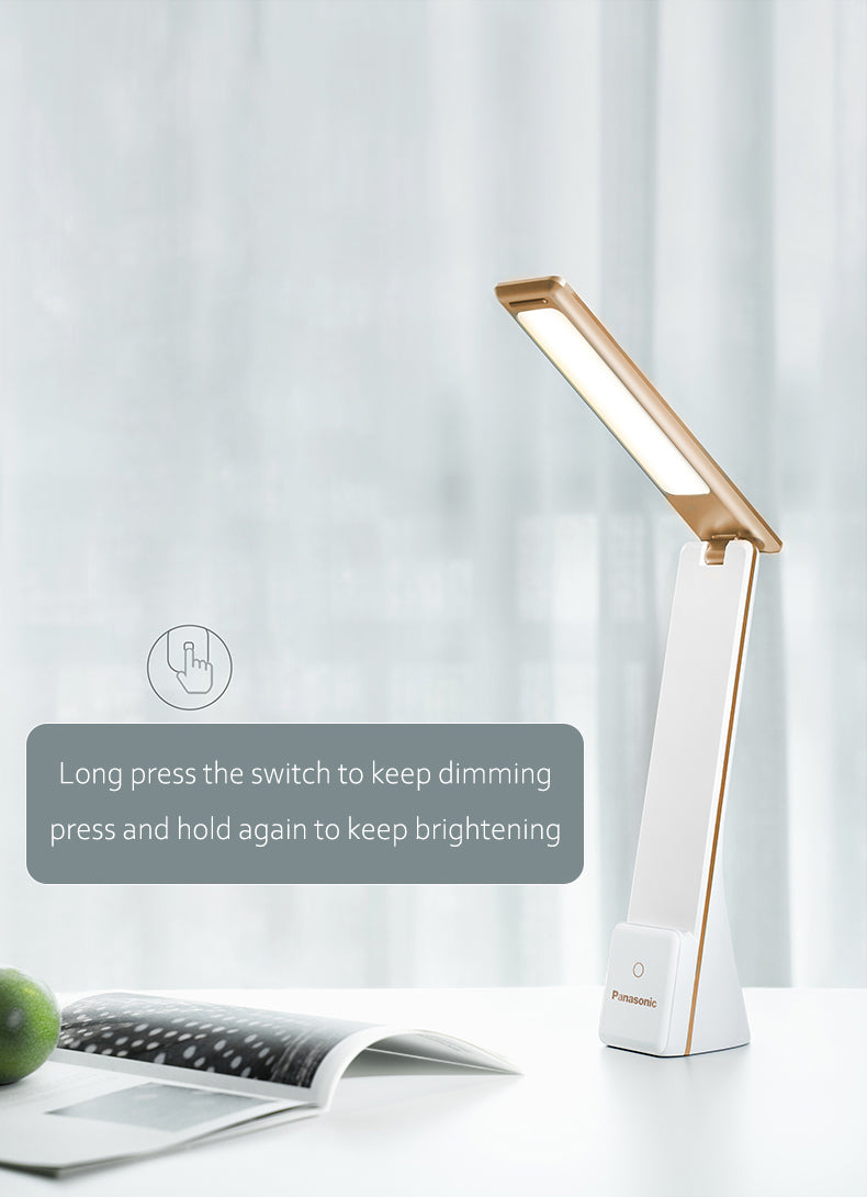 Panasonic LED Desk Light Touch Sensor Folding Table Lamp Portable USB Rechargeable Reading Light Night Bedside Light