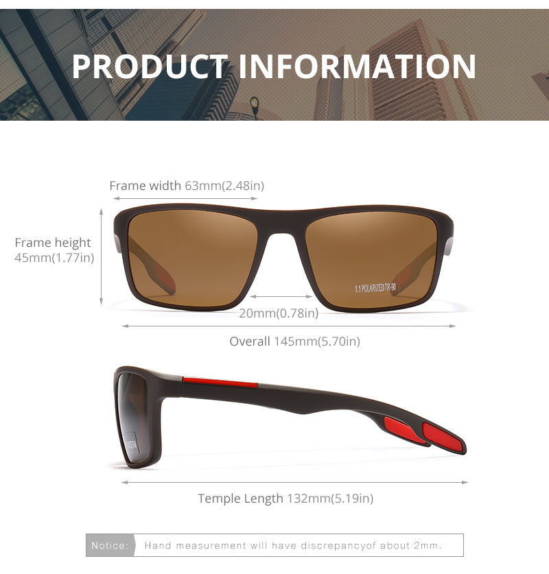 Rectangular Ultra Light TR90 Sunglasses Men Polarized TAC 1.1mm