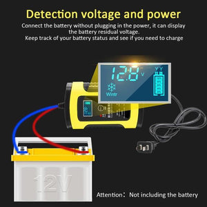 12V 6A Intelligent Car Motorcycle Battery Charger For Auto Moto Lead Acid AGM Gel VRLA Smart Charging 6A 12V Digital LCD Display