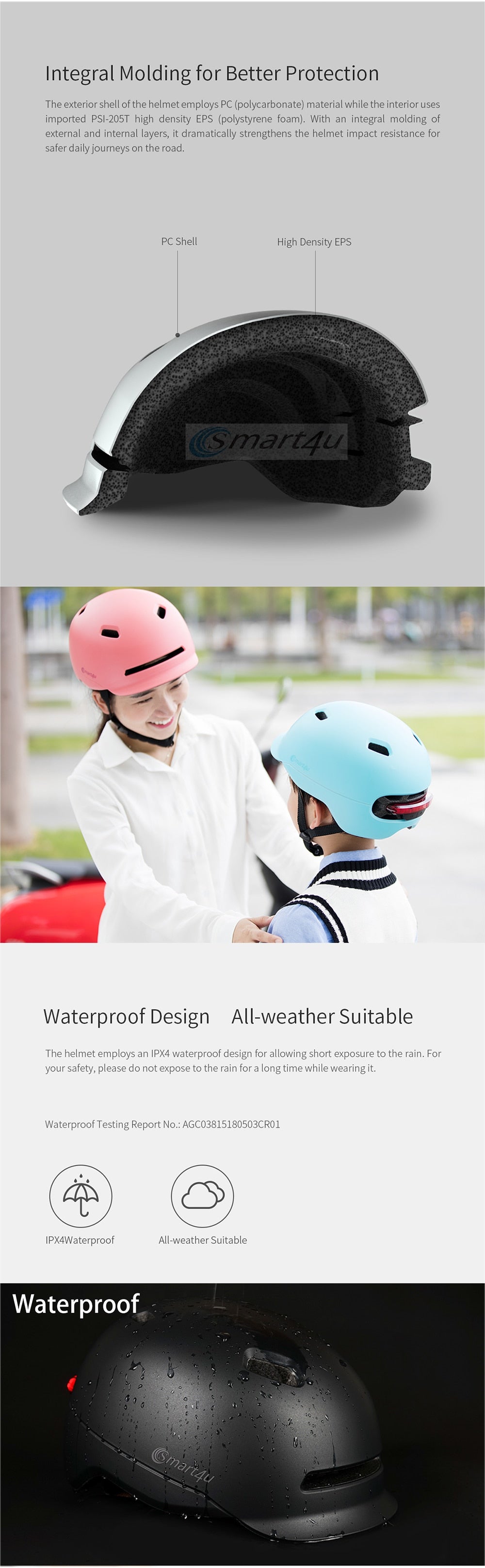 Outdoor Cycling Sport Smart Helmet electric Bike Lamp Racing Motorcycle Bicycle Back Light Kids Helmet Men Women