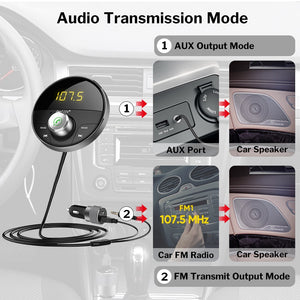 Car Bluetooth AUX Receiver Handsfree Kit for Auto Speakerphone 3.5mm Adapter Wireless Hands Free FM Transmitter