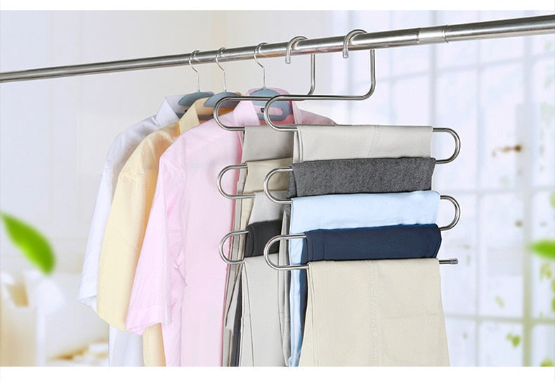 Multi-functional S-type trouser rack stainless steel multi-layer trouser rack traceless adult trouser hanger